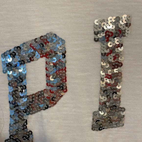 Pink Victoria’s Secret silver logo sequin long sleeve T-shirt size XS - Picture 2 of 5